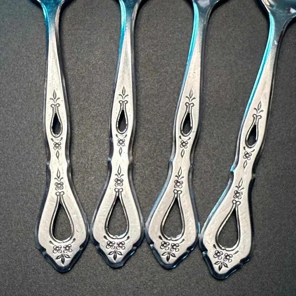 Set of 4 ROGERS VTG. Autumn Ballad (Stainless) Oval Soup Teaspoons KOREA